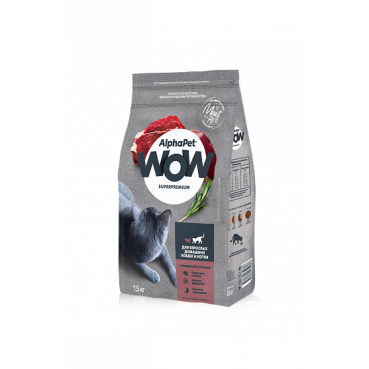 ALPHAPET WOW SUPERPREMIUM С говядиной и печенью для взрослых домашних кошек и котов